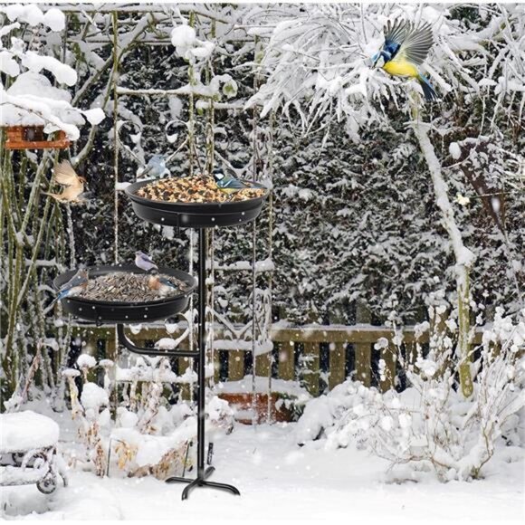 Freestanding Birdbaths Bowl Outdoor, Standing Garden Bird Bath Bird Feeder - Picture 5 of 7